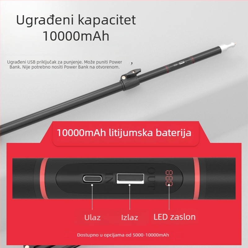 Punjavajući držač za telefon, višenamjenski stalak za uživo prijenos, trodijelni nosač za power bank za kampiranje