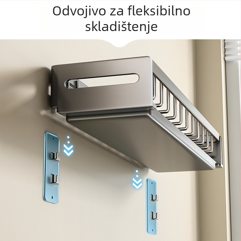 Gunmetal Gray zidni stalak za zdjele i tanjure, kuhinjski organizator za odvodnju, bez bušenja