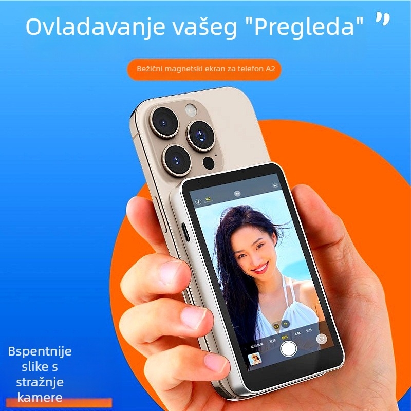Adapter za selfie s podijeljenim zaslonom za mobitel, kompatibilan s iPhone stražnjom kamerom i MagSafe zaslonom, Model X40, Bluetooth 4.0, Plastika, 100 g