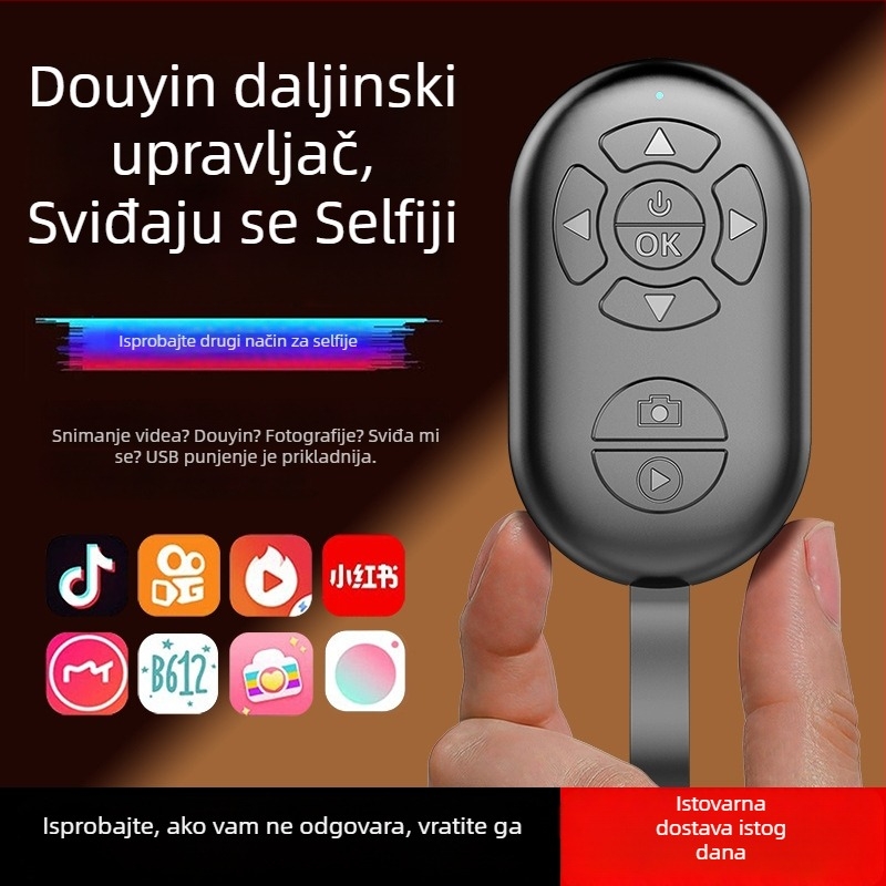 Bluetooth daljinsko upravljanje za kameru na telefonu – Model G9, Bluetooth 4.0, ABS, 50 g, izdano 2024