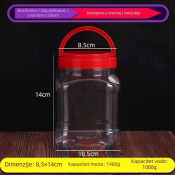 Kvadratni PET plastični spremnik za pohranu hrane, 1,5 kg po setu, bez logotipa, univerzalna upotreba