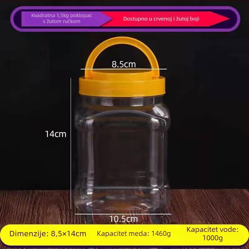 Kvadratni PET plastični spremnik za pohranu hrane, 1,5 kg po setu, bez logotipa, univerzalna upotreba