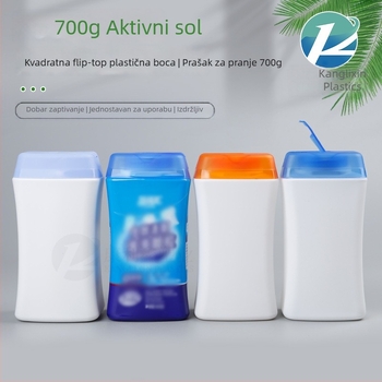 HDPE četverokutna plastična boca za prašak s flip-top poklopcem i brtvom, kapacitet 700 g, promjer tijela 96 mm, visina 186 mm