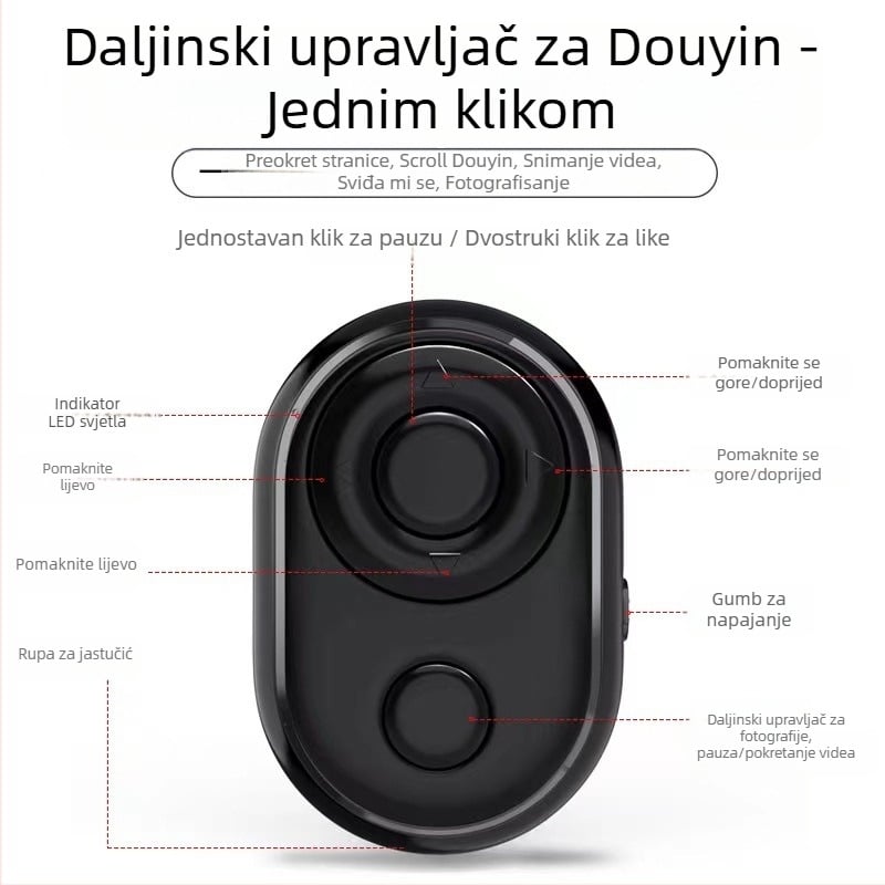 Selfie štap s Bluetooth daljinskim upravljačem, Model 6220, Bluetooth 4.0, Materijal: Plastika, Težina 10