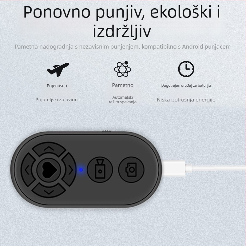 Punijivi Bluetooth selfie daljinski upravljač za mobitel — model 00, ABS kućište, Bluetooth 4.0, marka Tatarina