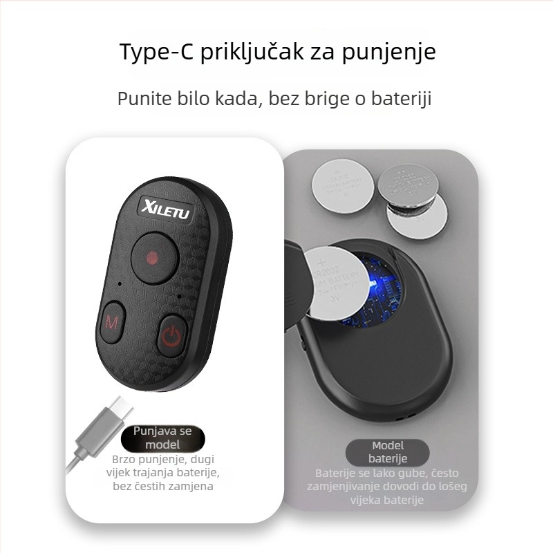 Happy Way XCR-2 Magnetni Bluetooth 4.0 Selfie daljinski upravljač za telefon i GoPro, Punjiv, ABS
