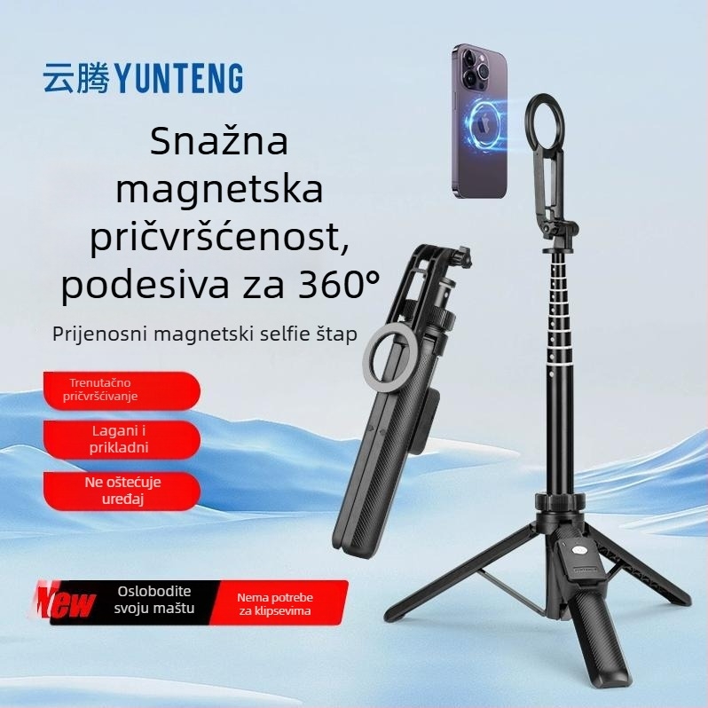 Magnetični selfie štap s tripodom za iPhone MagSafe – aluminijska legura; daljinski upravljač uključen; Bluetooth; mogućnost prilagodbe