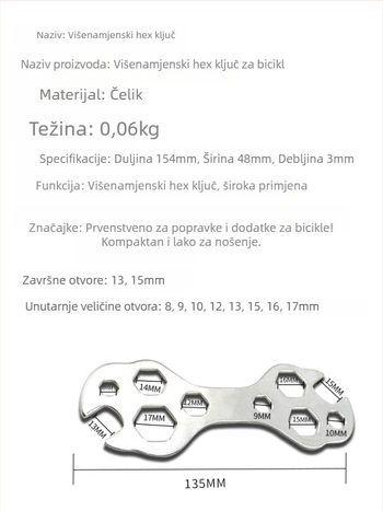 Ključ u obliku cvijeta za popravak bicikla, višenamjenski alat, metal