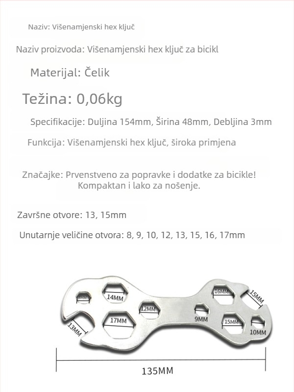 Ključ u obliku cvijeta za popravak bicikla, višenamjenski alat, metal