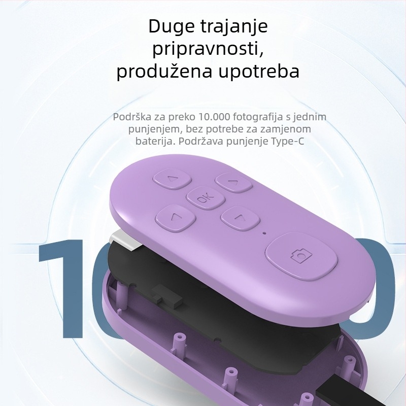 Punjački Bluetooth video daljinski upravljač s Type-C, domet 10–15 m, ABS kućište, mogućnost fotografiranja jednim klikom, kompatibilan s Androidom i iOS-om