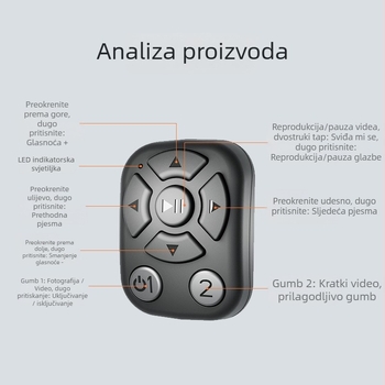Bežični prstenasti daljinski upravljač za selfie — prstenasti daljinski upravljač, model J-6, Bluetooth 5.0, ABS, težina 10 g