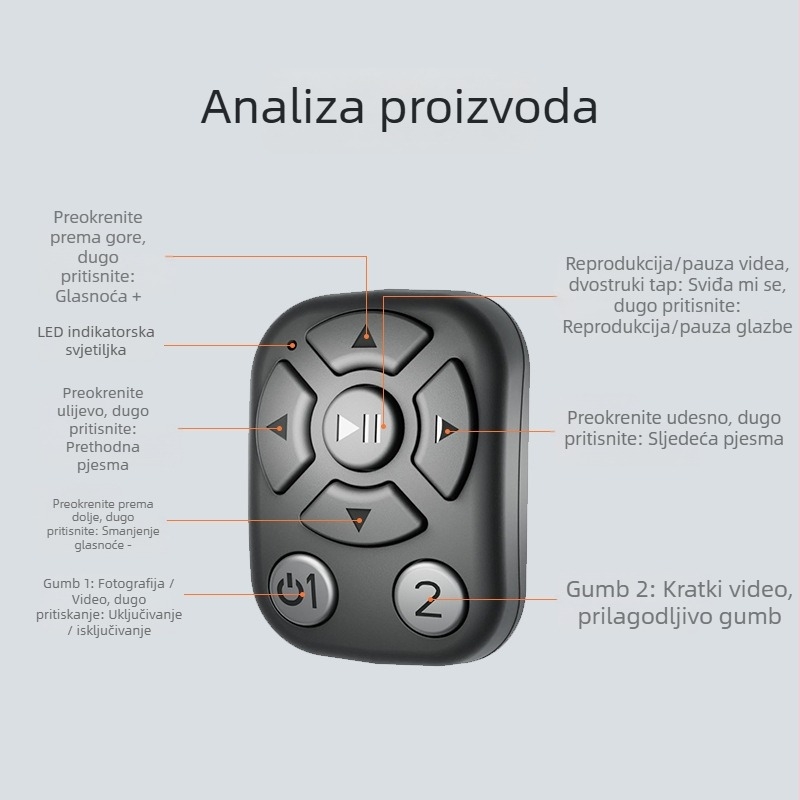 Bežični prstenasti daljinski upravljač za selfie — prstenasti daljinski upravljač, model J-6, Bluetooth 5.0, ABS, težina 10 g