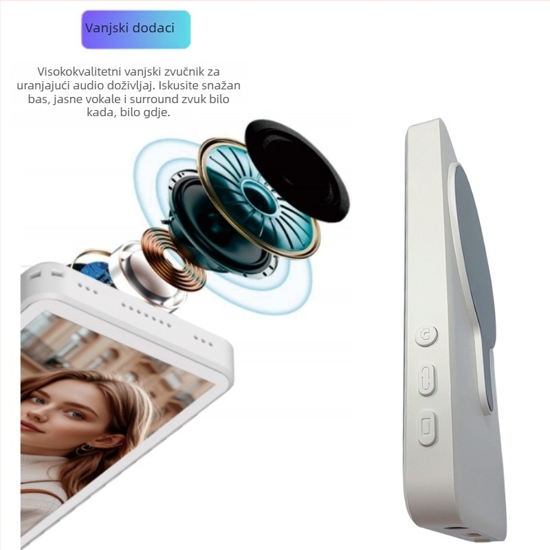 Prijenosni projektor za selfie za telefon – Bluetooth alat za selfije s magnetskim stražnjim zaslonom za praćenje – HD prijenos uživo i podijeljeni zaslon, model K2, Bluetooth 2.0, ABS, 110 g, kompatibilan s iOS i Android