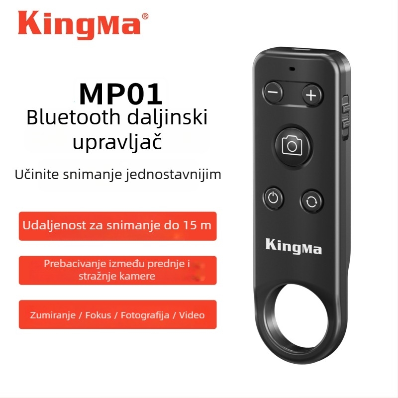Bluetooth daljinsko za mobitel KM-MP01, prebacivanje prednje/stražnje kamere, zumiranje selfija, listanje stranica (Brand: Kingma/Jinma; Model: KM-MP01; Bluetooth: 5.0; Materijal: ABS)