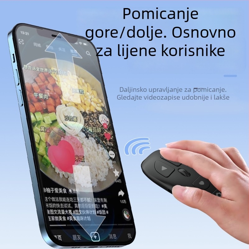 Bluetooth daljinski upravljač za mobitel KR-06 s fotografiranjem, zumiranjem, promjenom objektiva, prelistavanjem stranica i upravljanjem glazbom (KR-06, Bluetooth 5.3, ABS, 24 g)