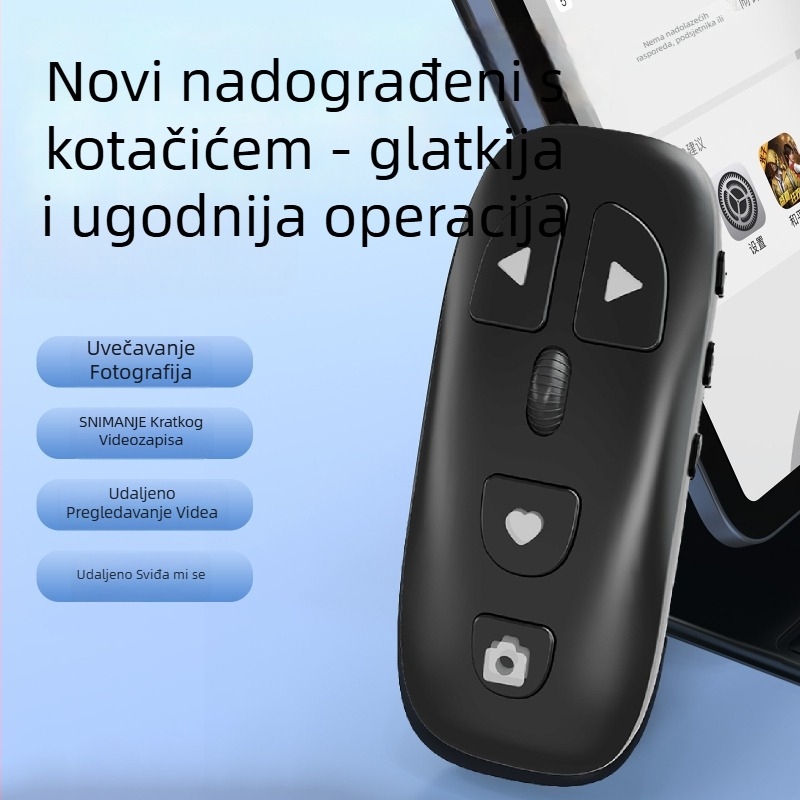 Bluetooth daljinski upravljač za mobitel KR-06 s fotografiranjem, zumiranjem, promjenom objektiva, prelistavanjem stranica i upravljanjem glazbom (KR-06, Bluetooth 5.3, ABS, 24 g)