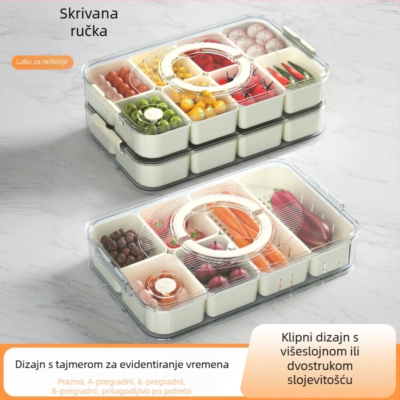 Plastična kutija za začine u japanskom stilu s tajmerom, prozirne odjeljke za bilje