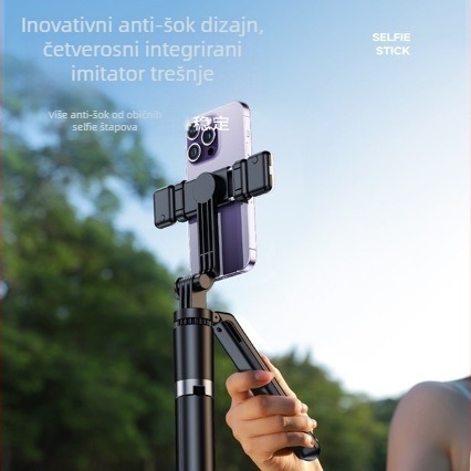 Selfie stativ za telefon s anti-shake stabilizacijom, 360° rotacijom, daljinskim upravljačem, osvjetljenjem i Bluetoothom