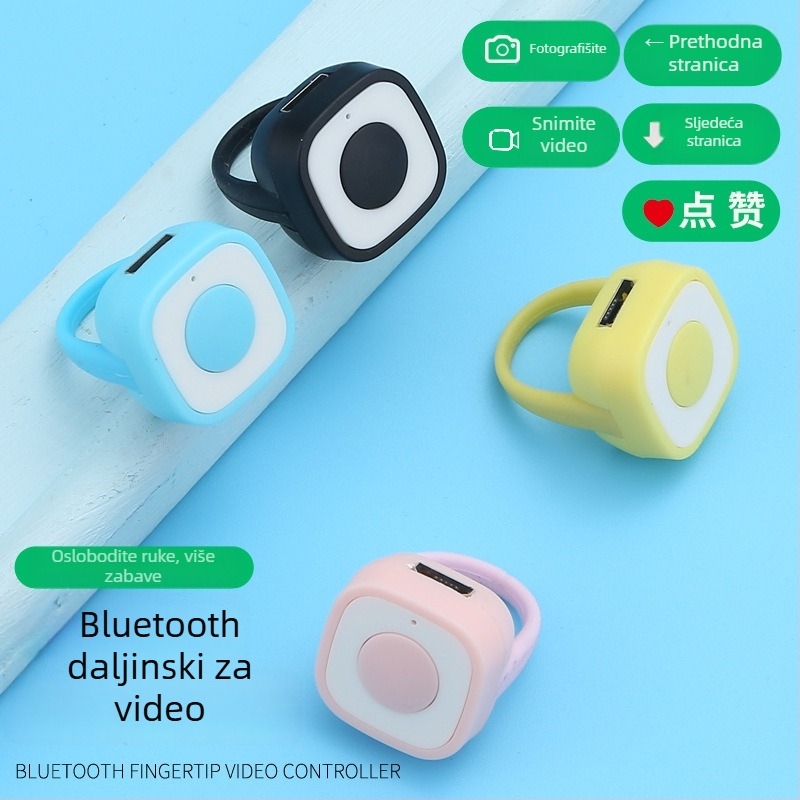 Mini Bluetooth prsten daljinski upravljač za telefon, model ZL-01, Bluetooth 4.0, materijal ABS + silikonski gel, težina oko 4 g