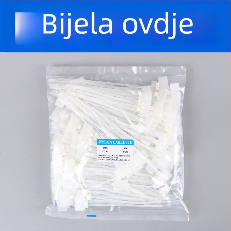 Kabelske stezaljke za označavanje PA66 materijal; Marka Jiutai; paket od 100 komada uz naljepnicu i olovku; Podrijetlo: Wenzhou, Zhejiang, Kina.