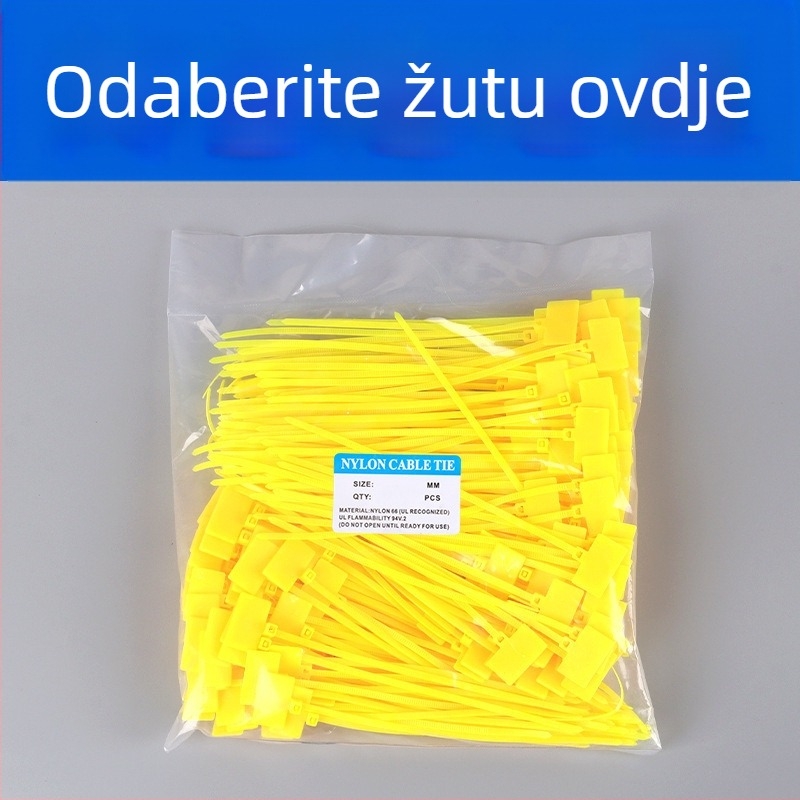Kabelske stezaljke za označavanje PA66 materijal; Marka Jiutai; paket od 100 komada uz naljepnicu i olovku; Podrijetlo: Wenzhou, Zhejiang, Kina.