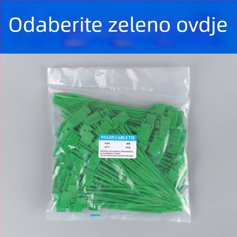 Kabelske stezaljke za označavanje PA66 materijal; Marka Jiutai; paket od 100 komada uz naljepnicu i olovku; Podrijetlo: Wenzhou, Zhejiang, Kina.