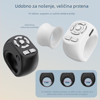 T33 Bluetooth 4.0 prstenasti daljinski upravljač za kameru tableta/telefona – ABS, 80 g, Selfie i prelistavanje stranica