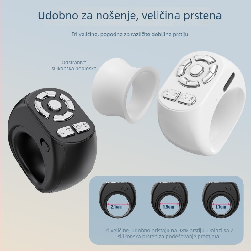 T33 Bluetooth 4.0 prstenasti daljinski upravljač za kameru tableta/telefona – ABS, 80 g, Selfie i prelistavanje stranica