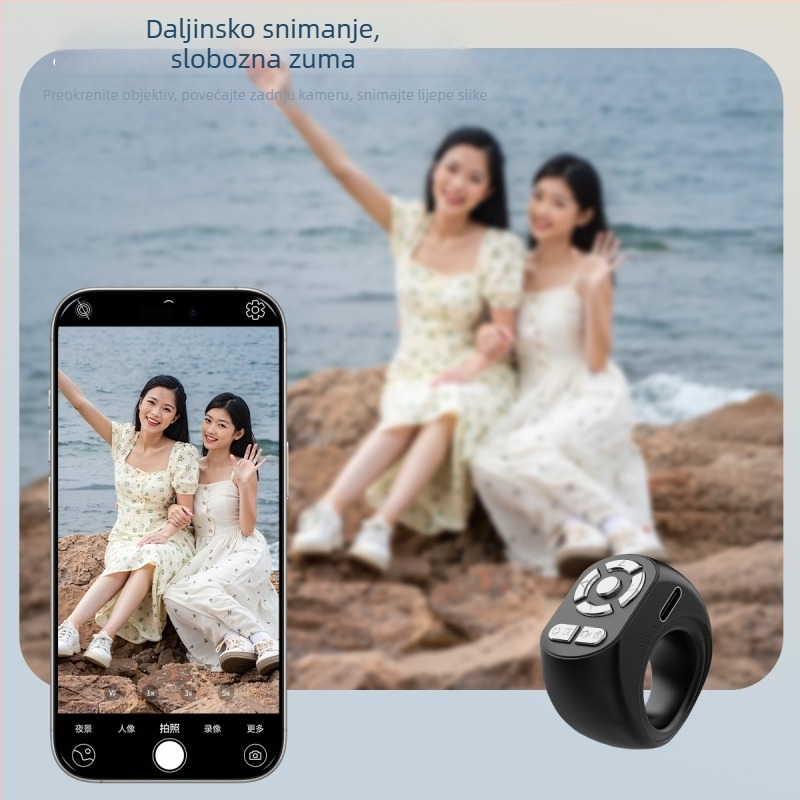 T33 Bluetooth 4.0 prstenasti daljinski upravljač za kameru tableta/telefona – ABS, 80 g, Selfie i prelistavanje stranica