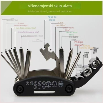 Alat za popravak bicikla 16-1 šesterokutni ključ, sklopivi, nehrđajući čelik, višenamjenski alat