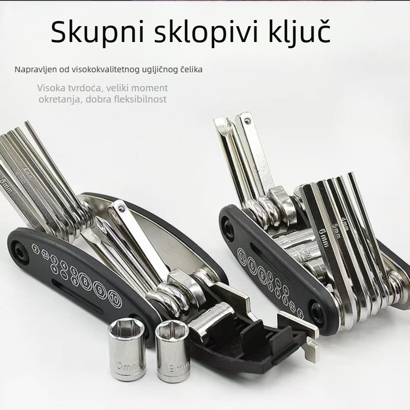 Alat za popravak bicikla 16-1 šesterokutni ključ, sklopivi, nehrđajući čelik, višenamjenski alat