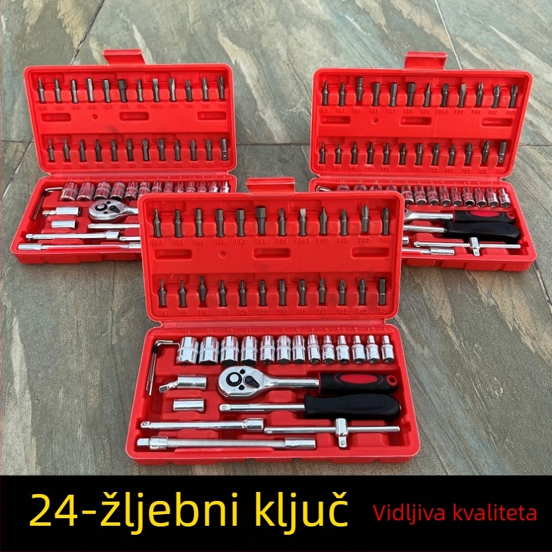 Set ključeva s 48 dijelova, šestougaoni nastavci, čelik, plastična kutija, model WE2