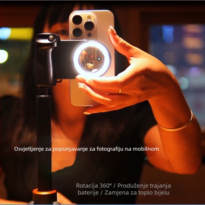 BBC-9 prijenosno svjetlo za selfie s magnetskim pričvršivanjem, Bluetooth 5.0, plastično kućište, težina 185 g