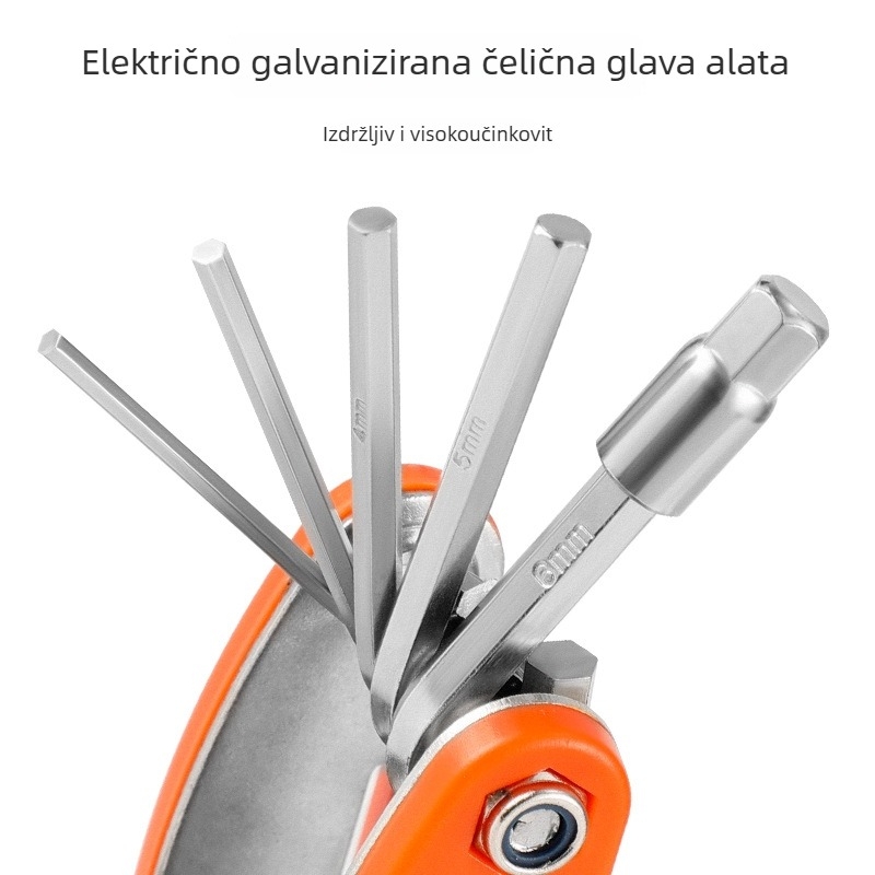 JetCool 21-in-1 sklopivi alat za popravak planinskog bicikla s kompletnom za zakrpe guma – karbonska čelika, prilagodljivo