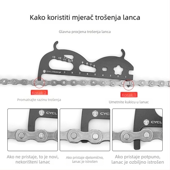 Kaliper za mjerenje habanja lanaca bicikla od aluminijske legure