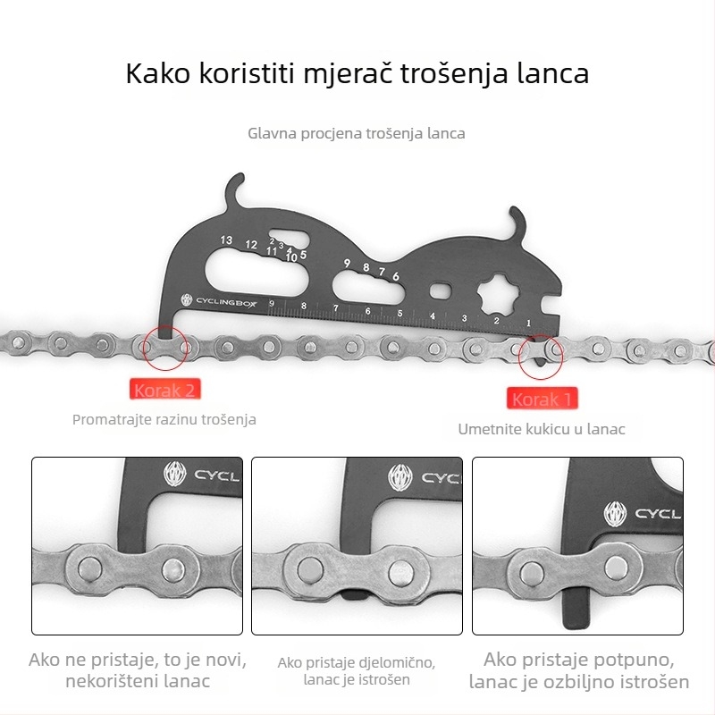 Kaliper za mjerenje habanja lanaca bicikla od aluminijske legure
