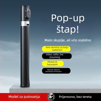 Bluetooth selfie štap za telefon s daljinskim upravljačem, produžni tripod od aluminijske legure, držač za telefon s anti‑treptanjem