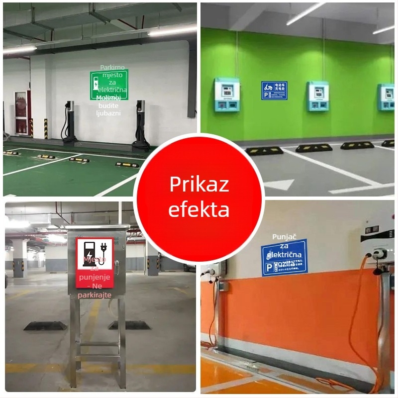 Znak zone za punjenje električnih vozila – UV-ispis PVC, za podzemnu garažu, sigurnosni i parkirni znak