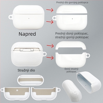 AirPods zaštitna futrola – sjajno PC tvrdo kućište, sublimacijski prijenos topline, prilagodljivo, kompatibilno sa svim Apple modelima