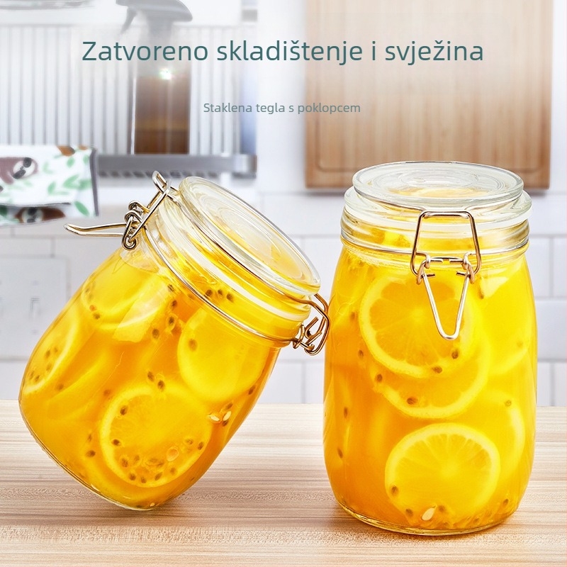 Staklena staklenka s poklopcem, okruglog oblika, kapacitet 501-800 ml, pogodna za mikrovalnu, moderan minimalistički dizajn