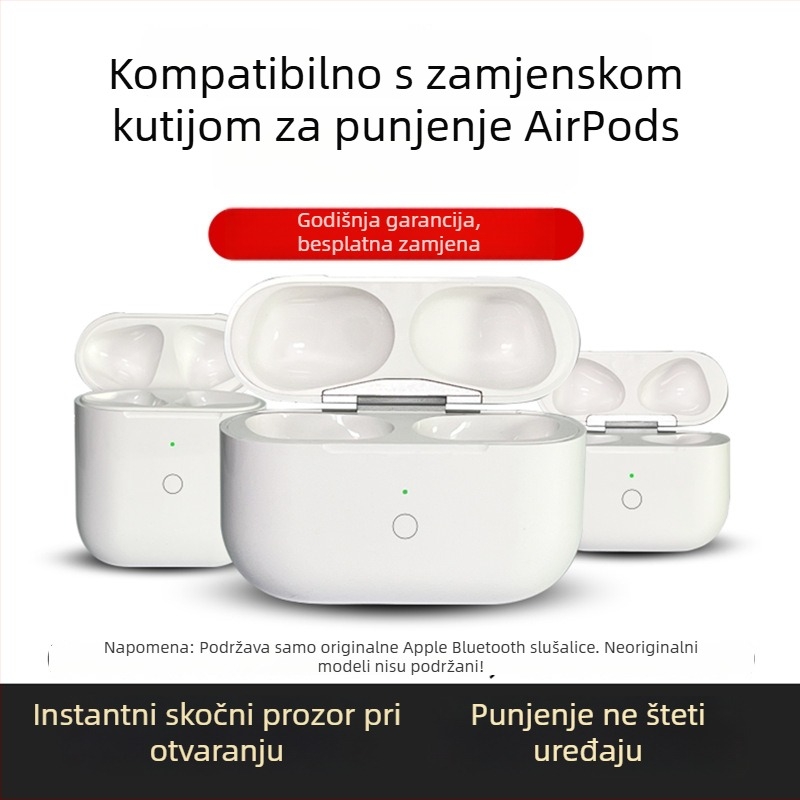 AirPods Pro 1/2 Zamjenska kutija za punjenje — PC tvrdi kućište, univerzalno, ubrizgavanje, Model QCY T8