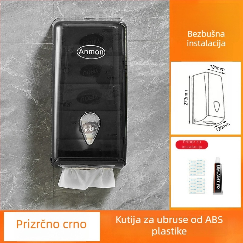 Zidna kutija za papirnate salvete za kupaonicu, plastična, s uklonjivom salvom, moderan minimalistički stil, višestruka upotreba
