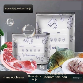 Torbe za hranu sa samouzavaranjem, PET-kompozitno aluminijsko laminiranje, vodonepropusne, za skladištenje u hladnjaku i zamrzivaču, duljina zatvaranja 1,5 cm