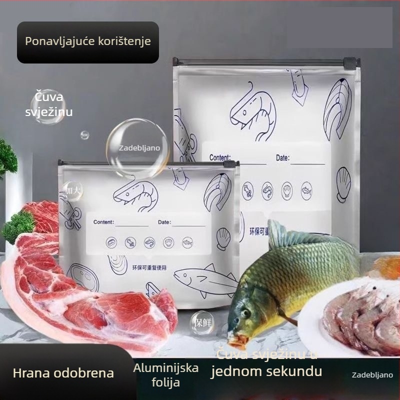 Torbe za hranu sa samouzavaranjem, PET-kompozitno aluminijsko laminiranje, vodonepropusne, za skladištenje u hladnjaku i zamrzivaču, duljina zatvaranja 1,5 cm