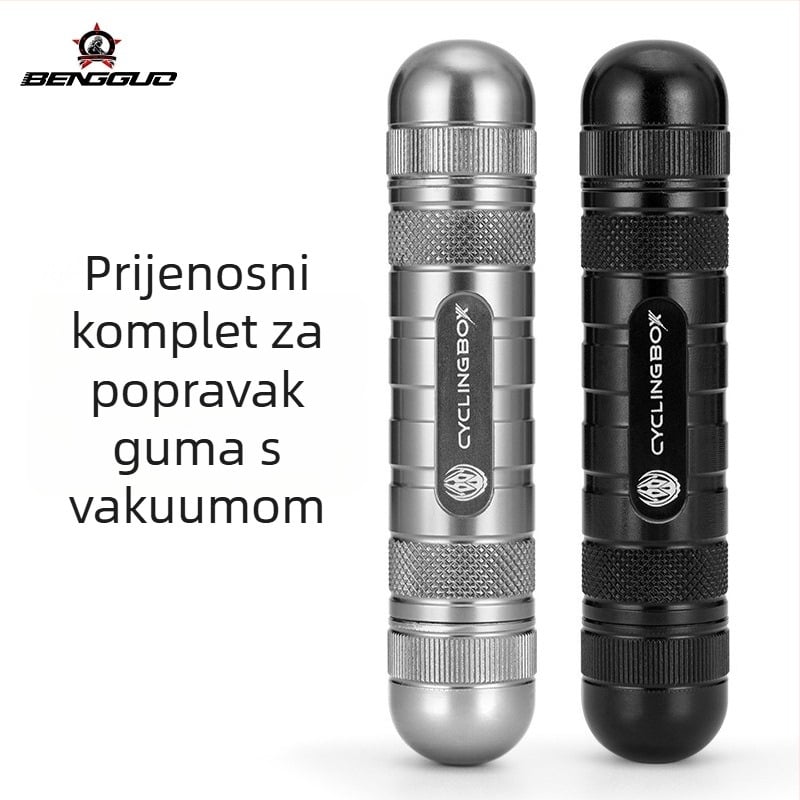 Set za popravak guma bicikla od aluminijske legure, s integriranim skladištem, prijenosno