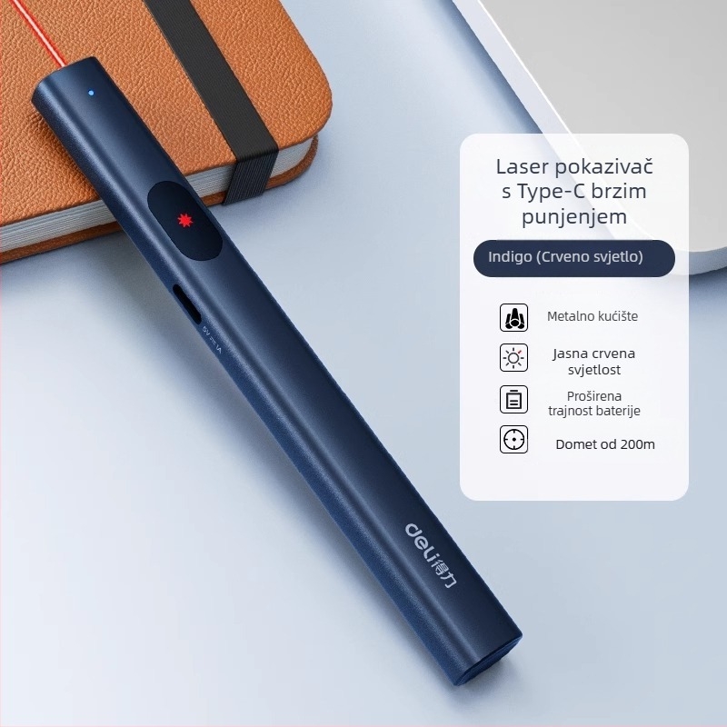 Ma303 Laser Pointer Olovka, Punjiva, Infracrveno-indikator svjetlo, Dugi domet projekcije