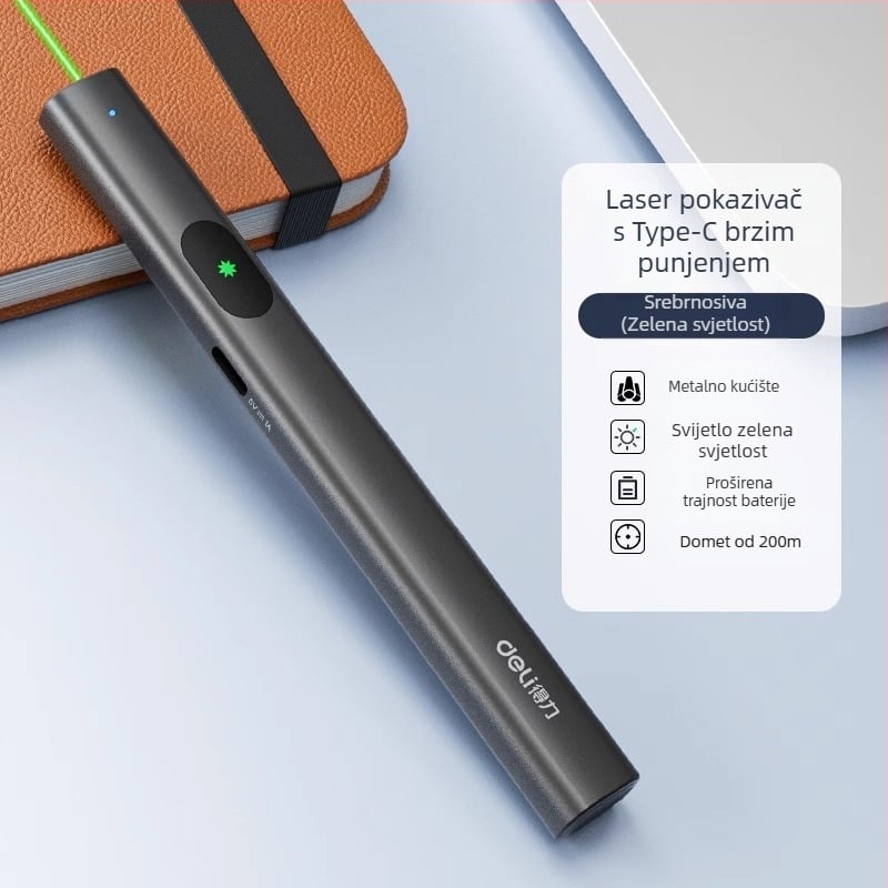 Ma303 Laser Pointer Olovka, Punjiva, Infracrveno-indikator svjetlo, Dugi domet projekcije