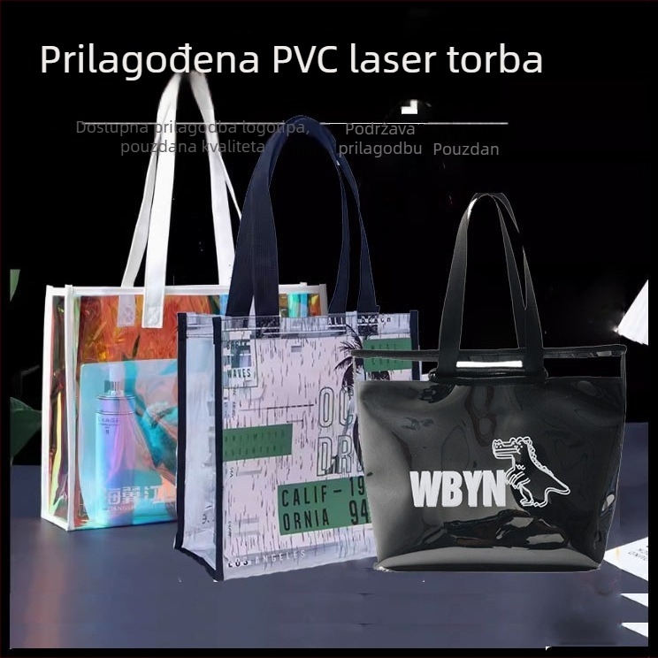 Wangda Industry Prozorna PVC Kraft papir torba za kupovinu s DuPont papirom, debeli dvostruki sloj, poklon pakiranje