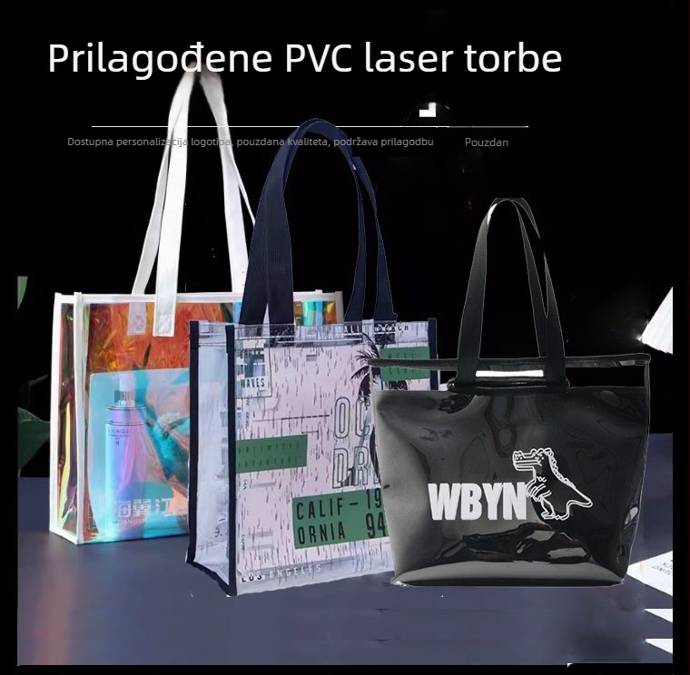 Wangda Industry Prozorna PVC Kraft papir torba za kupovinu s DuPont papirom, debeli dvostruki sloj, poklon pakiranje
