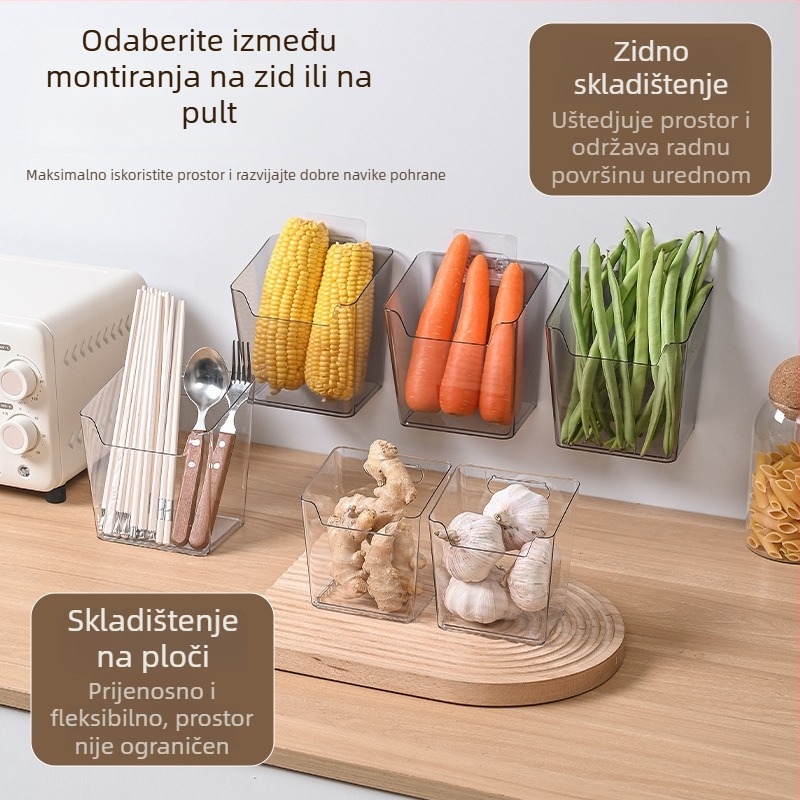 Zidna kutija za pohranu sa samoljepljivim nosačem, PET plast, kapacitet 2,3 L, model 8860, može se slagati